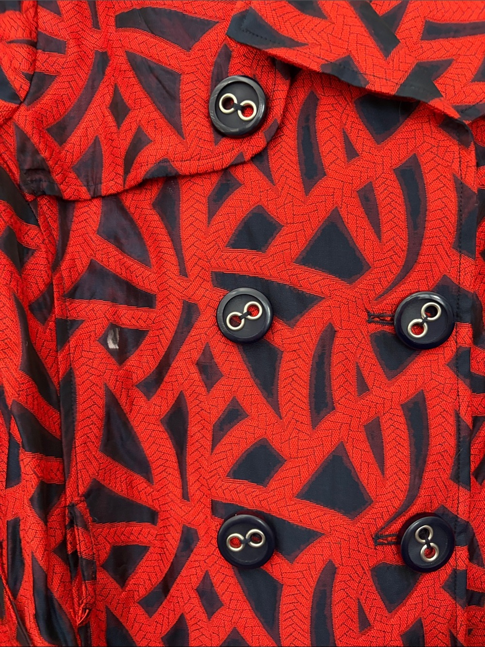 Anthropologie Eva Franco Navy and Red Trench Coat - Picture 2 of 8